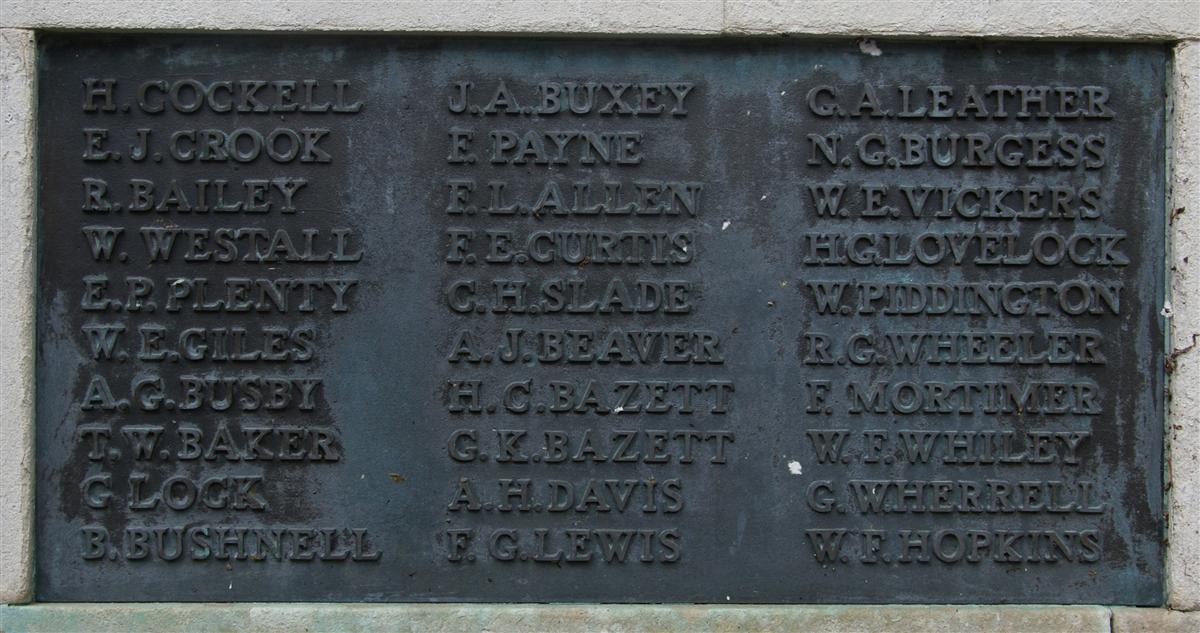 Gilbert's name on Newbury War Memorial