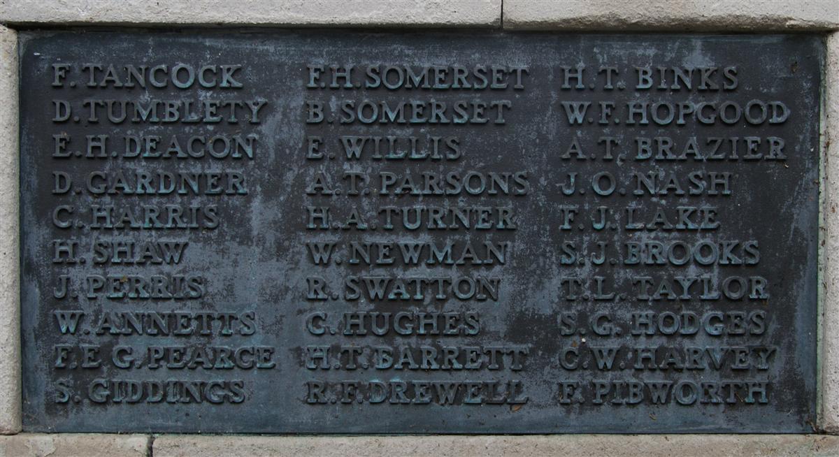 Name on Newbury War Memorial(left)